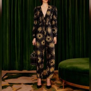 Farm Rio gold and black sequin jumpsuit